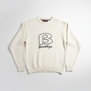 Brooklyn Xpress Sweater Vintage B Patch Graphic Streetwear White Size M